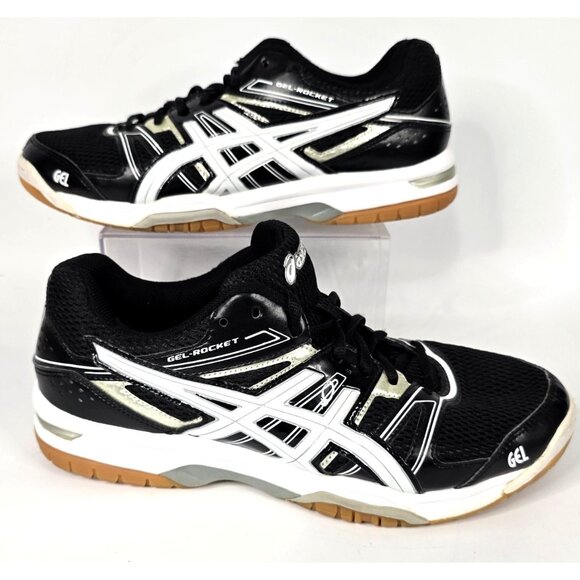 Asics Gel-Rocket Black/White w/ Gum Soles Volleyball Shoes Men's Size 8.5 - Picture 1 of 14